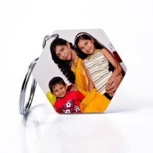 Double Side  Metal Keychain  Hexagon